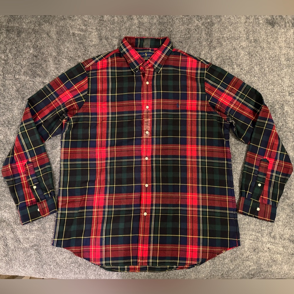 Ralph Lauren Red and Green Plaid Button Down Flannel Shirt